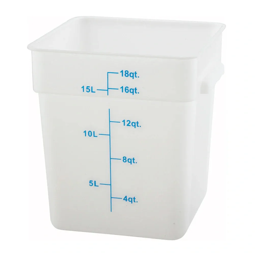Winco PESC-18 18qt Square Storage Container, White, PP