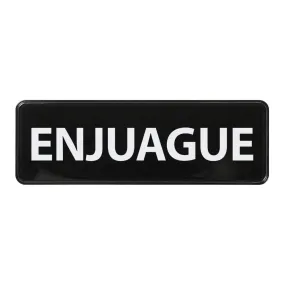 Winco SGN-365 Information Sign, Spanish, "Rinse", 3" x 9", Black